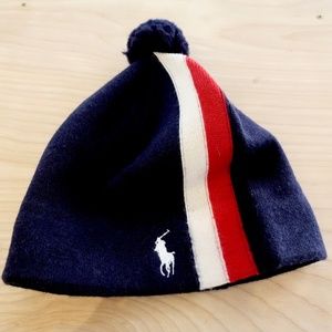 Ralph Lauren Mens Olympic Ski Hat 2010 Vancouver ONE SIZE Blue Pom Pom Team USA